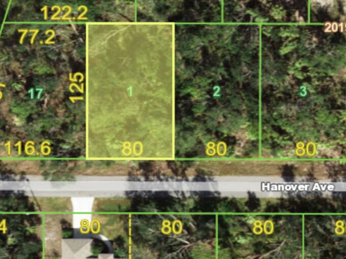"Map showing location of 14132 Hanover Ave Port Charlotte Florida vacant lot for sale"