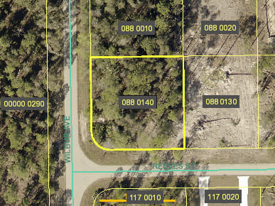 "Map showing location of 344 and 346 Rogen Street Lehigh Acres Florida vacant lots for sale"